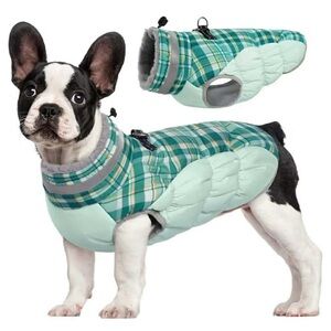 NWT Plaid Dog Jacket - Green and Gray